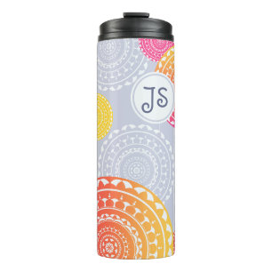 Bouteilles Isothermes Monogramme de mandala aléatoire rose vif