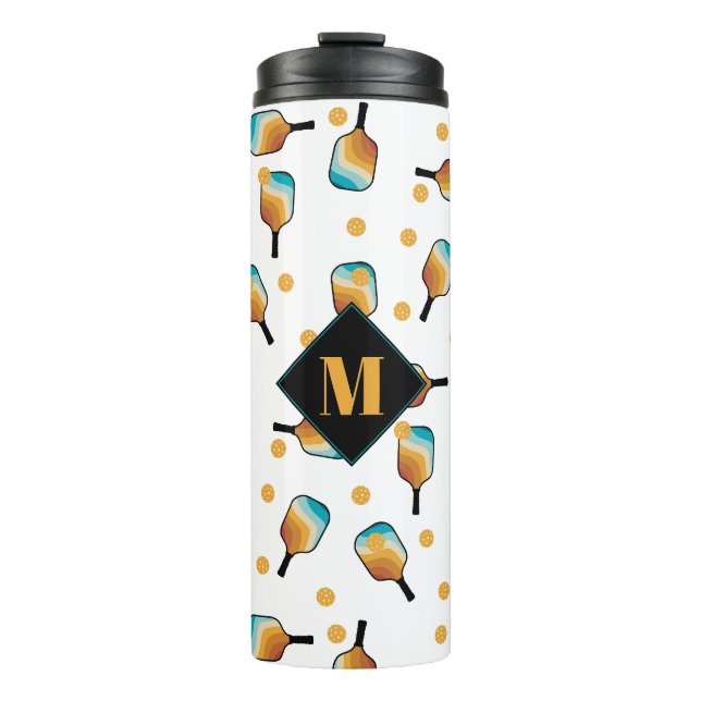 Bouteilles Isothermes Monogramme de Motif de balle et de pagaie rétro (Devant)