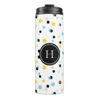 Monogramme de Motif de Confetti bleu noir et jaune