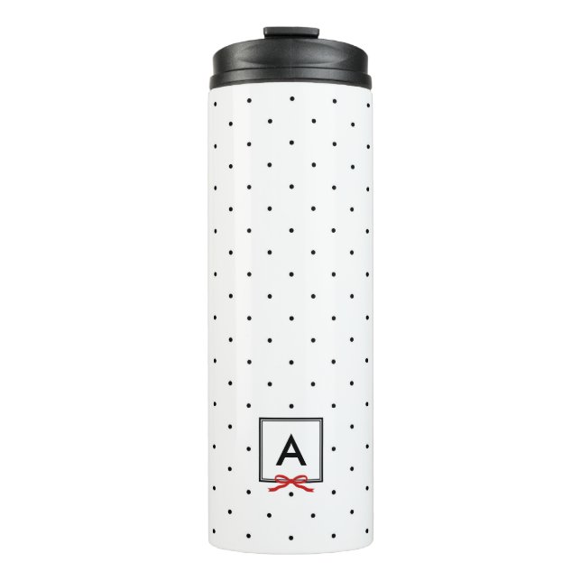 Bouteilles Isothermes Monogramme de Motif de point Polka de ruban rouge  (Devant)