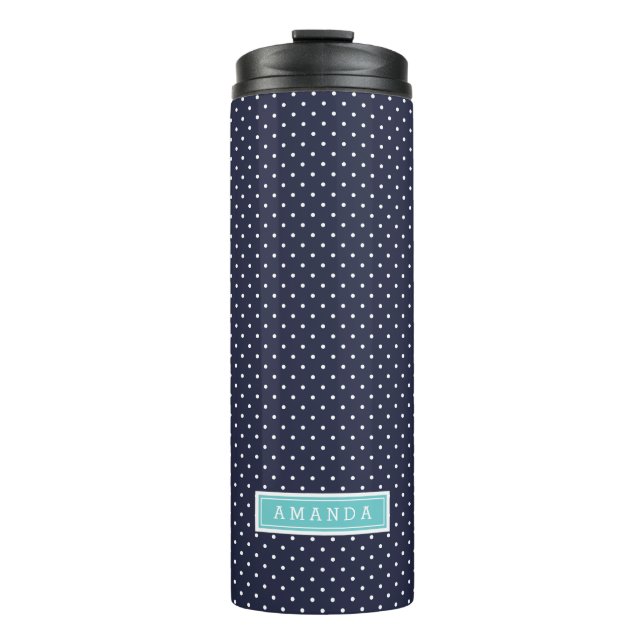 Bouteilles Isothermes Monogramme de points minuscules bleu marine et tur (Devant)