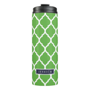 Bouteilles Isothermes Monogramme de Quatrefoil bleu marine et vert maroc