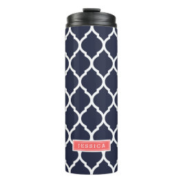 Bouteilles Isothermes Monogramme de Quatrefoil Marocain bleu marine et c