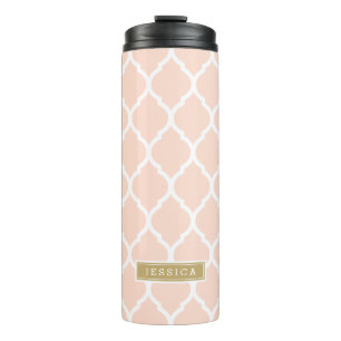 Bouteilles Isothermes Monogramme de Quatrefoil marocain rose et or