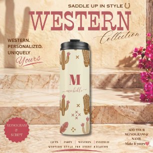 Bouteilles Isothermes Monogramme de style Country Western à motif dessin