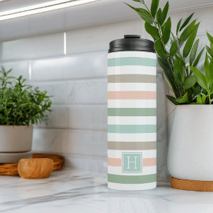 Bouteilles Isothermes Monogramme en bord de mer Pastel Stripe