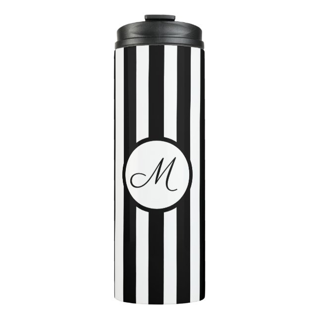 Bouteilles Isothermes Monogramme en or noir blanc rayé (Devant)