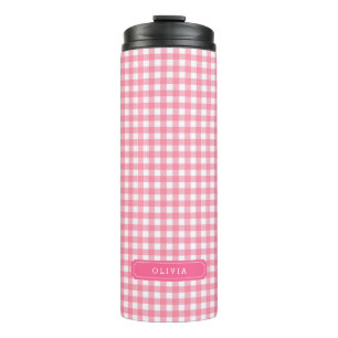 Bouteilles Isothermes Monogramme En vichy rose pour bébé personnalisé
