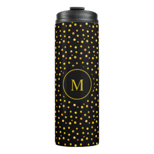 Bouteilles Isothermes Monogramme et Confetti d'or en noir