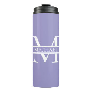 Bouteilles Isothermes Monogramme et nom Elegant Purple Personnalisé