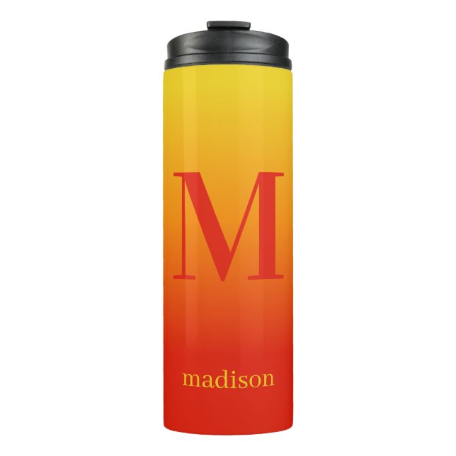 Bouteilles Isothermes monogramme et nom personnalisés Dégradé jaune à ro (Devant)