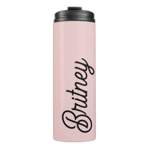 Bouteilles Isothermes Monogramme et nom rose pâle moderne
