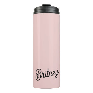Bouteilles Isothermes Monogramme et nom rose pâle moderne