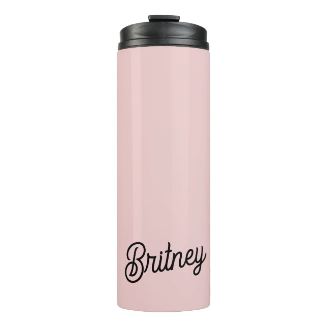 Bouteilles Isothermes Monogramme et nom rose pâle moderne (Devant)