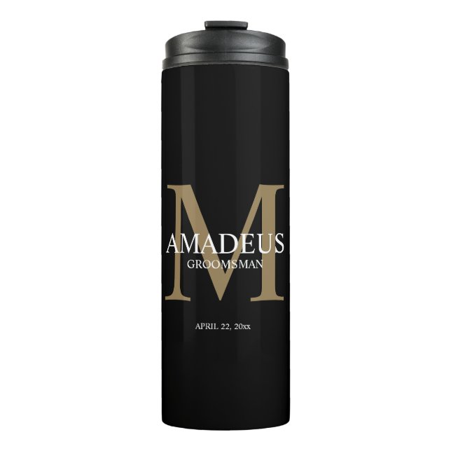 Bouteilles Isothermes Monogramme Faux Gold Nommé tumeur thermique (Devant)