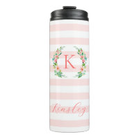 Monogramme floral paradis et rayures