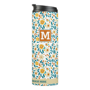 Bouteilles Isothermes Monogramme floral personnalisé Paruline thermique