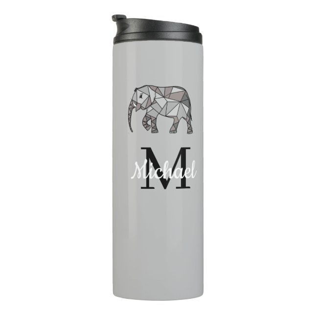 Bouteilles Isothermes Monogramme Graphique mignon Eléphant Noir personna (Tourné sur la droite)