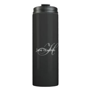 Bouteilles Isothermes Monogramme gris noir simple cadeau spécial simple