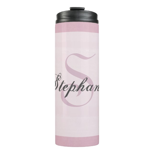 Bouteilles Isothermes Monogramme gris rose tendance élégante fille moder (Devant)