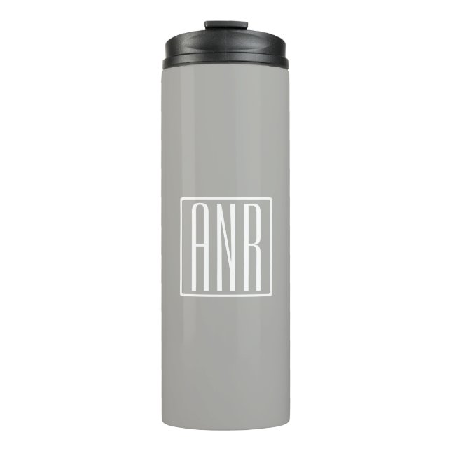 Bouteilles Isothermes Monogramme initial | Blanc sur gris clair (Devant)