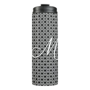 Bouteilles Isothermes Monogramme initial géométrique noir et blanc