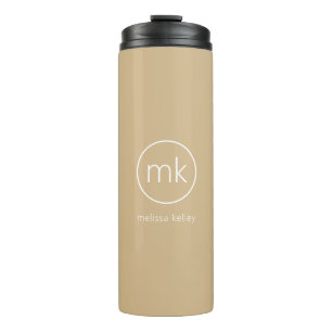 Bouteilles Isothermes Monogramme Initial Minimal Neutre Beige & Blanc
