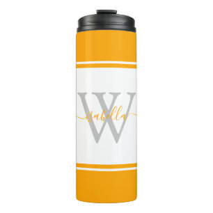 Bouteilles Isothermes Monogramme moderne et tendance Orange Thermal