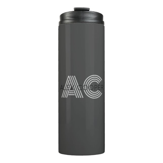 Bouteilles Isothermes Monogramme moderne noir et gris (Devant)
