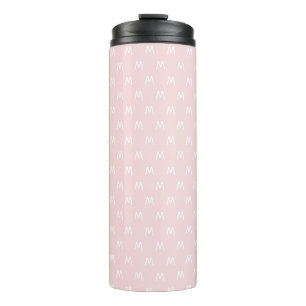 Bouteilles Isothermes Monogramme Moderne Rose et Blanc