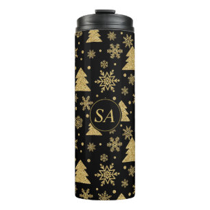 Bouteilles Isothermes Monogramme Noir Golden Christmas Tree Flèches de n