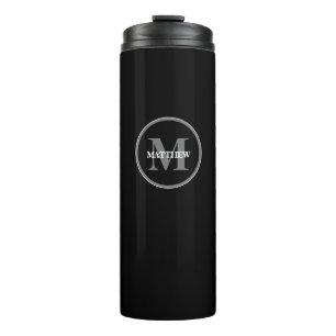 Bouteilles Isothermes Monogramme noir gris blanc Personnalisé