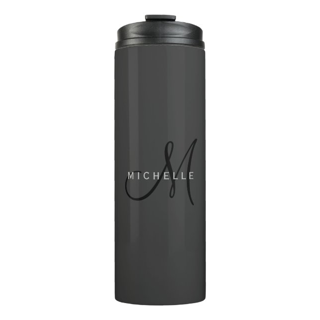 Bouteilles Isothermes Monogramme noir professionnel Gris Votre nom (Devant)