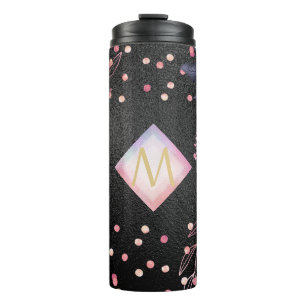 Bouteilles Isothermes Monogramme noir ROSEGOLD rose Parties scintillant 