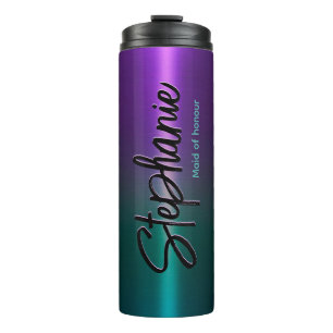 Bouteilles Isothermes Monogramme ombré turquoise violet élégant
