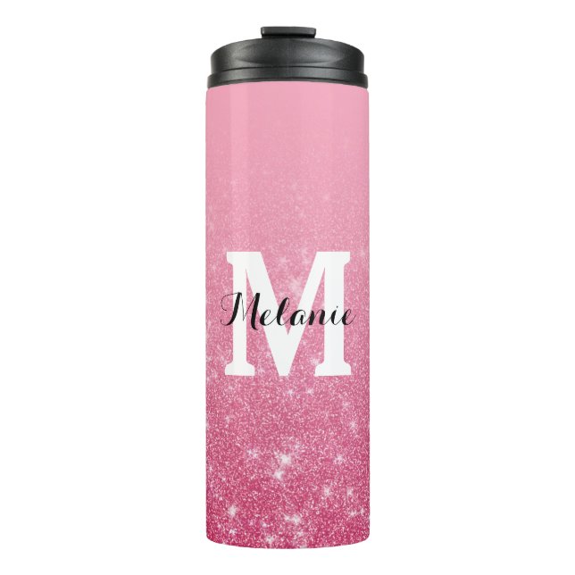 Bouteilles Isothermes Monogramme Parties scintillant rose chic (Devant)