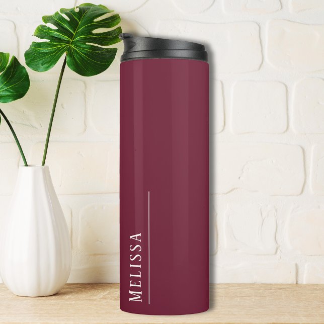 Bouteilles Isothermes monogramme personnalisé, bordeaux moderne (Travel mug insulated with personalized monogram gift for her)