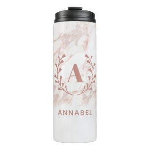 Bouteilles Isothermes Monogramme personnalisé en marbre rose