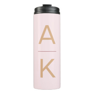 Bouteilles Isothermes Monogramme personnalisé moderne rose et or