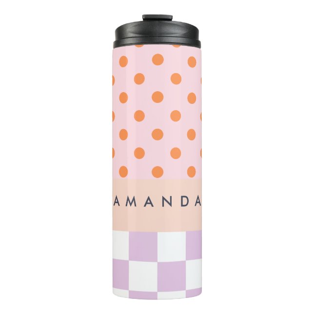 Bouteilles Isothermes Monogramme personnalisé Pastel Polka Dot Lilac chè (Devant)