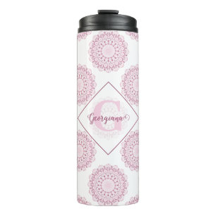 Bouteilles Isothermes Monogramme Pink Confetti Lace Polka Dot Mandala