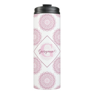 Bouteilles Isothermes Monogramme Pink Confetti Lace Polka Dot Mandala