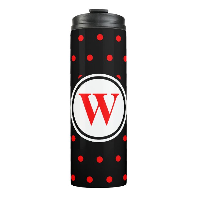 Bouteilles Isothermes Monogramme Pois rouges noirs (Devant)