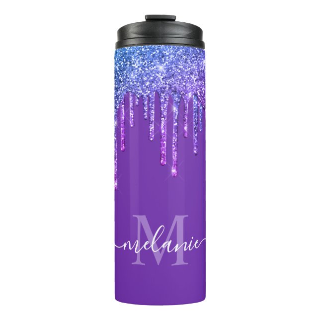 Bouteilles Isothermes Monogramme Purple Ombre Arc-en-ciel Parties scinti (Devant)
