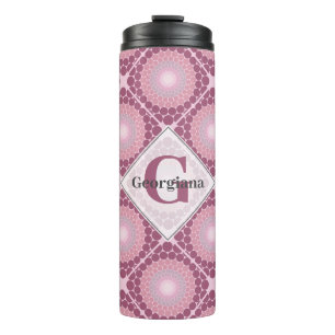 Bouteilles Isothermes Monogramme Radiant Dusky Rose Dot Mandala Carrelé