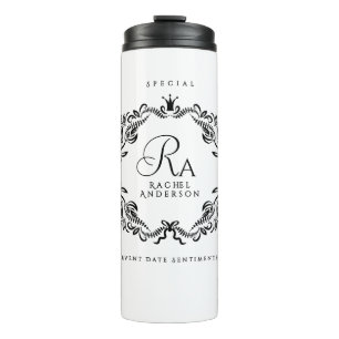 Bouteilles Isothermes Monogramme romantique de feuillage élégant