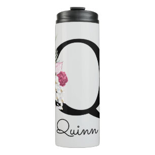 Bouteilles Isothermes Monogramme Rose Boho Féminin Floral Initial Q