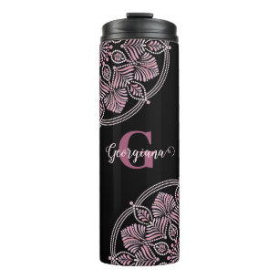 Bouteilles Isothermes Monogramme Rose Dusky Fronds Floral Dot Mandala