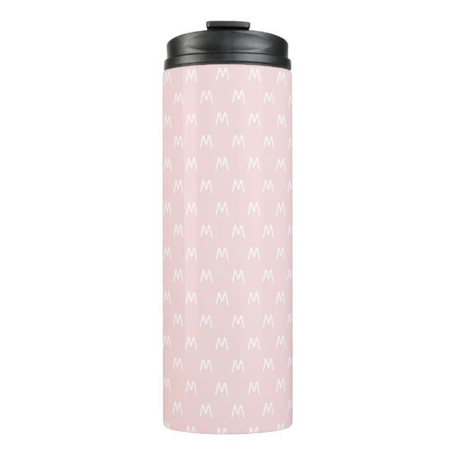 Bouteilles Isothermes Monogramme rose et blanc moderne (Devant)