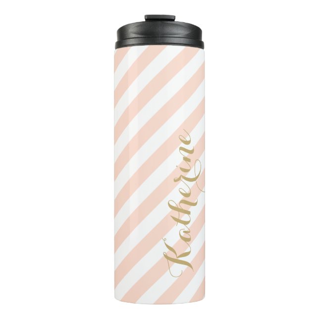 Bouteilles Isothermes Monogramme rose et or de pointes de preppy (Devant)